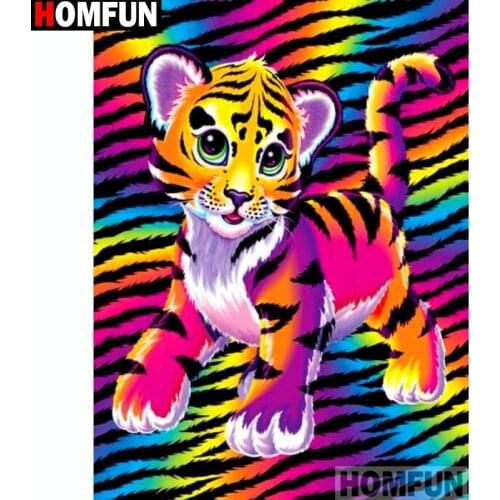 HOMFUN Full Square/Round Drill 5D DIY Diamond Painting "Cartoon tiger" Embroidery Cross Stitch 5D Home Decor Gift A14724