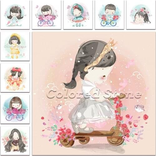 New Diamond painting Cartoon Cute girl child boy 5D DIY Full Square Drill embroidery Cross stitch 3D Round mosaic Drawing 1203