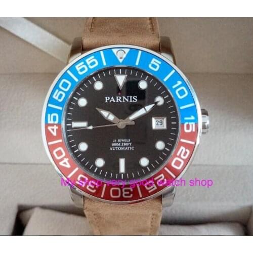 42MM PARNIS 21 jewels Japanese 821A automatic Self-Wind Mechanical watches Sapphire Crystal 10Bar luminous mens watch 49sy