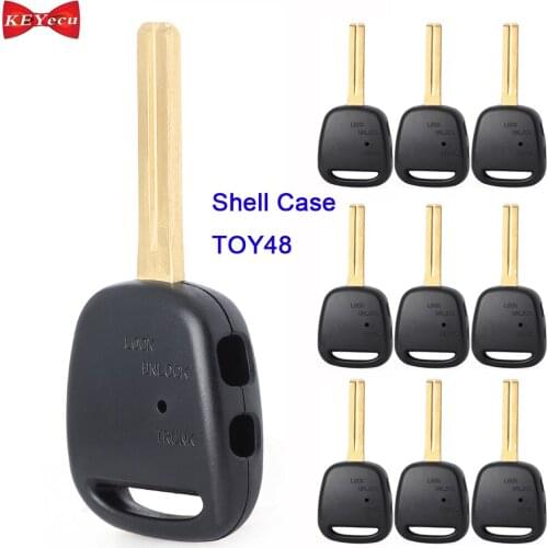 KEYECU 10pcs for Toyota Remote Key Shell Case Fob Side 2 Button TOY48 Short Blade