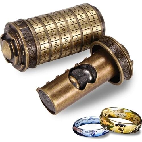 Da Vinci code toys Metal Cryptex locks and 2 rings wedding gifts Valentines Day gift Letter Password escape chamber props