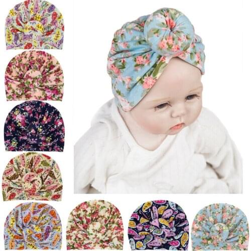 Infant Baby Turban Toddler Kids Boy Girl Cotton Blends Hat Lovely Soft Hat Hat Floral Knot Headband Newborn
