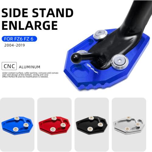 FZ6 FZ6R ABS Motorcycle CNC Kickstand Side Stand Plate Extension Enlarger Pad For Yamaha FZ6 FZ6R FZ6-S2 Accessories Motorbike