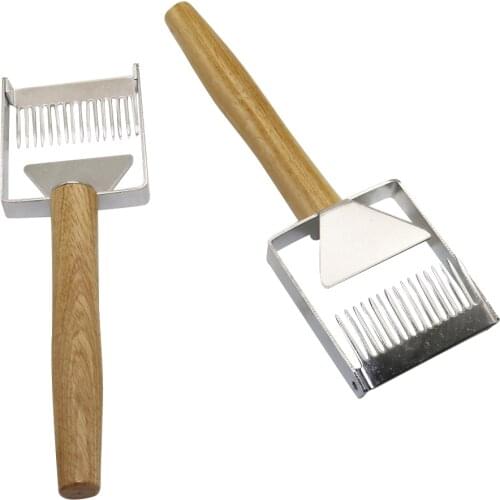 Stainless Steel Beekeeping Tools Honey Cutter Uncapping Scraper Bee Hive Honeycomb Scraper Equipment Wooden Handle Fork Shovel