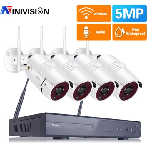 HD Home 5MP IP Security Camera System Wifi NVR Kit 4CH Outdoor Motion Detection CCTV Video Surveillance Camera System Kit H.265