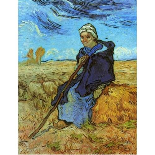 Handmade oil painting reproduction of Vincent Van Gogh High quality The Shepherdess (after Millet) Living room decor