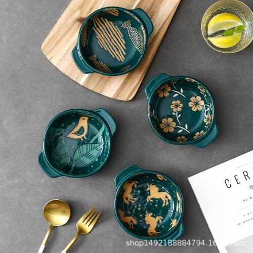 Amic binaural steamed egg bowl pudding oven with dessert porridge bowl creative Japanese home glass baking tray