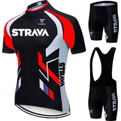 2021 STRAVA Cycling Clothing Men Set Quick Dry Short Sleeve Bicycle Clothes Summer Cycling Jersey Suits MTB Bike Shorts Suit