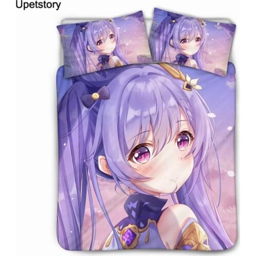 Upetstory Bedding Sets Hot Game Genshin Impact Print Duvet Cover with Pillowcases Adult Kids Anime Home Textiles Quilt Cover