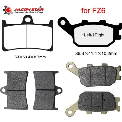 Alconstar- Semi-Metal Motorcycle Brake Pads Set For Yamaha FZ6 2007 2008 2009 Motocross Front Brake Pad Rear Brake Pad Set