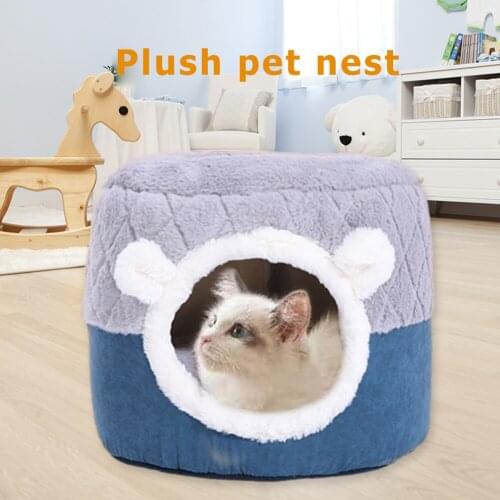 Cat Bed House Soft Crystal Velvet Kennel Dogs Cats Nest Pet Sleeping Mat Winter Warm Beds Cushion Indoor Kitten House