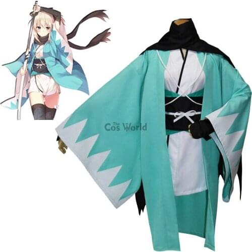 FGO Fate Grand Order Okita Souji Kimono Yukata Dress Uniform Outfit Anime Cosplay Costumes