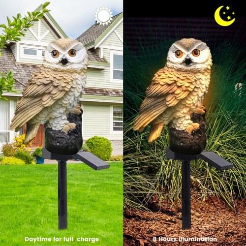 Creative Solar Powered Owl Lawn Ground Light LED Lamp Fence Night Lights Landscape Home Garden Outdoor Decor Home Courtyard