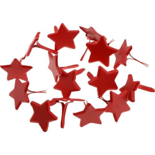 100pcs Red Star Shape Metal Brads Paper Fastener for Scrapbooking Craft 14mm
