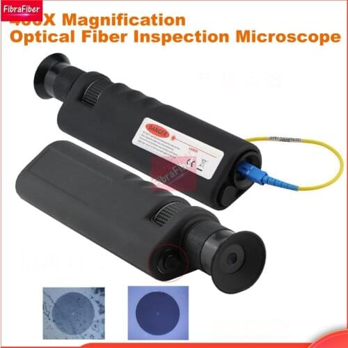 400X Magnification Optical Fiber Inspection Microscope with SC FC LC ST MU E2000 Universal Adapter for Fiber Cleaning Inspect