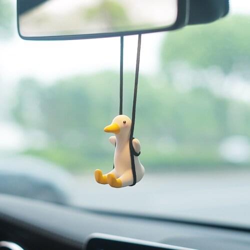 Cute Little Duck Car Pendant Decoration Duck Swing Auto Rearview Mirror Pendant