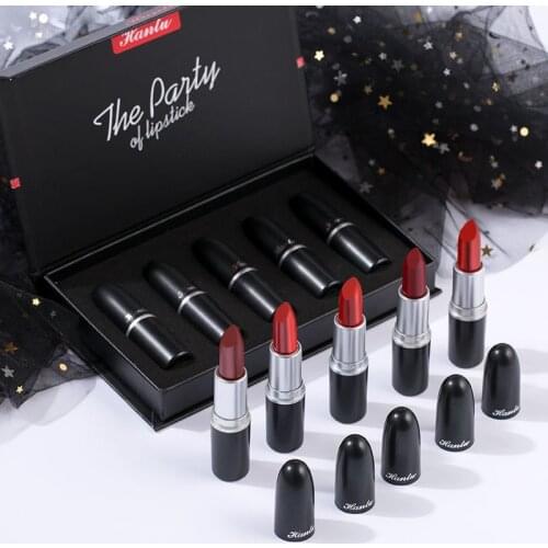 5PCS Lipstick Set Long Lasting Nude Matte Red Velvet Lipgloss Sexy Makeup Kit Waterproof Lipstick Tubes Pigments Makeup set