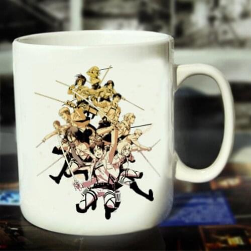New Attack on Titan Ceramic Coffee Mug White Color Or Color Changed Cup Characters---Loveful