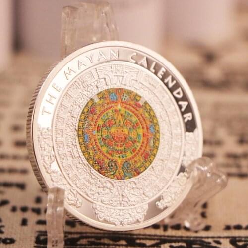 2021 New Maya Silver Commemorative Coins Mexico Pyramid Aztec Prophecy Calendar Medals Mayan Civilization Religion Culture Gifts