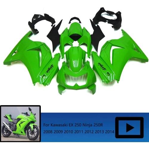 For Kawasaki EX 250 2014 Ninja 250R Fairing Abs 2014 EX 250 Fairing 2008-2014 Green Body Kit Fairing