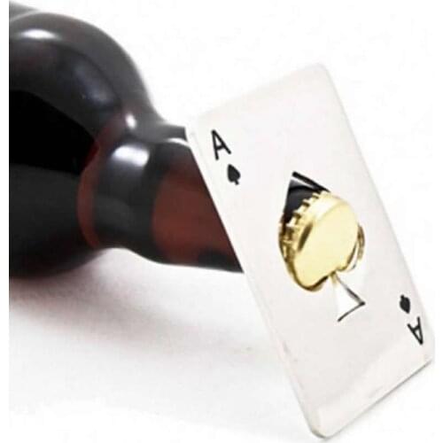 Soda Beer Cap Mens Gift Playing Card Ace of Spades Poker Bar Tool Bottle Opener