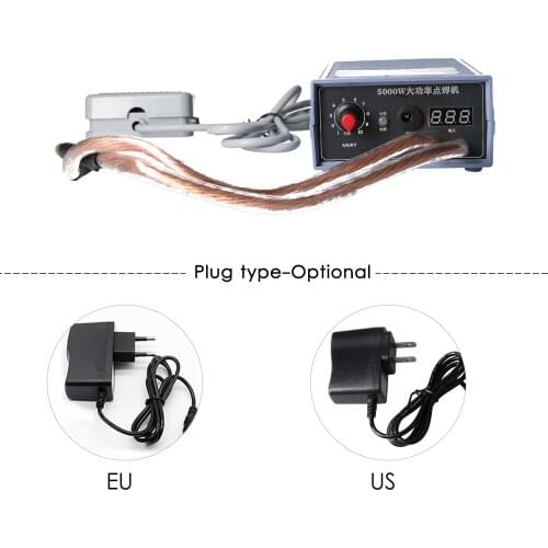 EU/US Spot Welder 5000W High Power Handheld Spot Welding Machine Portable 0-800A Current Adjustable Welders for 18650 Battery