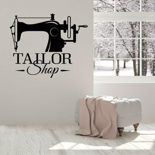Tailor Shop Sewing Fashion Design Seamstress Wall Stickers Sewing Studio Art Wall Decals Self-adhesive Transfer Film Murals 4866