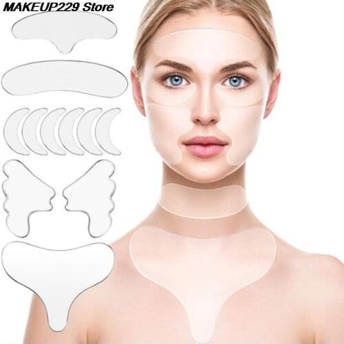 1/5/16 Pcs Face Chest Neck Anti Wrinkle Lines Lifting Tightening Silicone Pad Reusable Skin Care Set