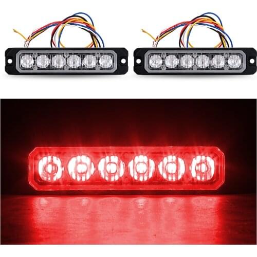 Bogrand Synchronous Red Flashing Lights 5 Wires Led Emergency Strobe Lights Red 15 Different Patterns Warning Light 24v