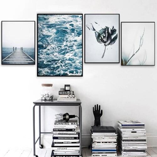 Scandinavian Nature Landscape Canvas Painting Ocean Water Wall Art Poster Nordic Print Modern Picture Home Decor