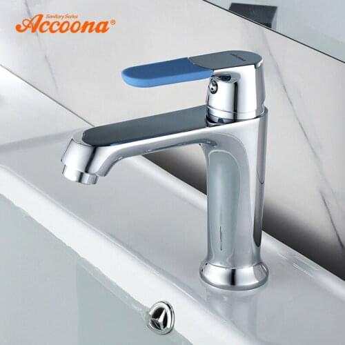 Accoona Single lever Bathroom Faucet Chrome Polished Solid Brass Basin Mixer Tap Water Mixer Taps Basic Basin Faucets A9019