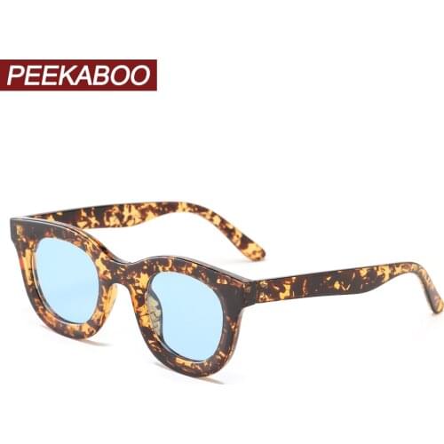 Peekaboo mens square sunglasses women vintage leopard blue round sun glasses uv400 female accessories fashion hot style 2022
