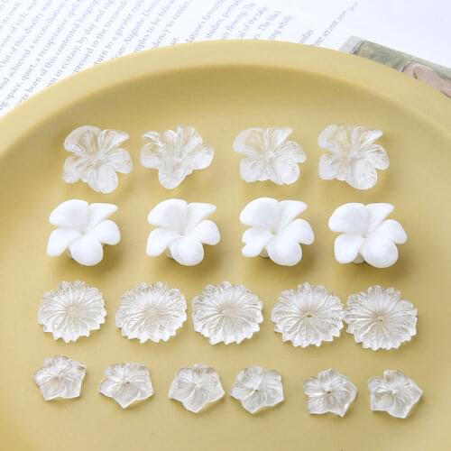 Diy jewelry making 60pcs/lot transparent flowers shape resin florals fit earring/garment accessory
