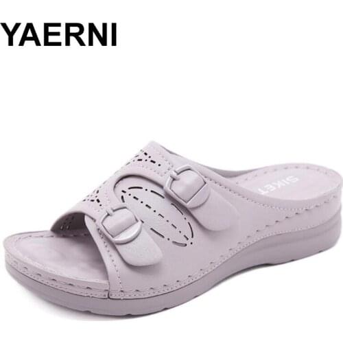 YAERNI New Fashion Summer Shoes Women Slippers Thick Sole Women Beach Slippers Ladies Summer Holiday Shoes Plus Size 42