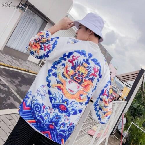 Japanese kimono yukata kimino haori cardigan men kimino robe for men black print japanese tops Haori Japan clothing G002