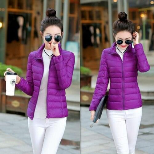 Ultra-light Plus Size Thin Women Jackets 2020 Autumn Winter Jacket Coats Short Standing Collar Warm Coat Womens Outerwear 3XL