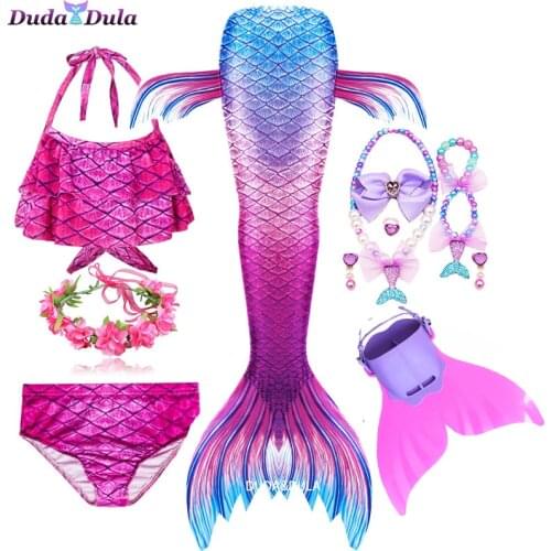 Girls Swimming Mermaid tail Mermaid Costume Cosplay Children Swimsuit Fantasy Beach Bikini can add Monofin Fin Cosplay Mermaid
