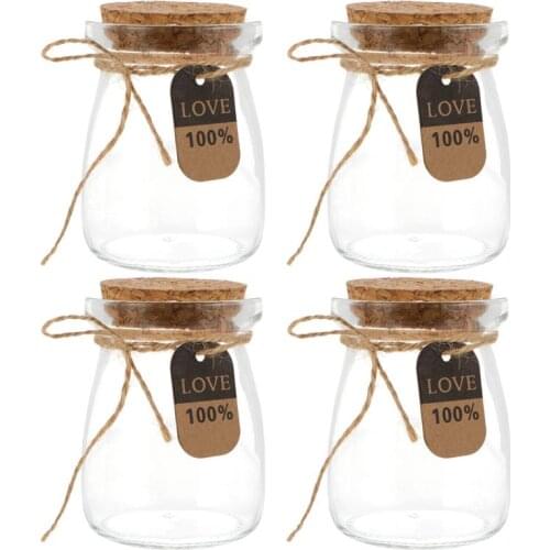 10pcs 100ML Heat Resistant Milk Glass Bottles With Wood Lid Yogurt Bottles Kitchen Drinking Bottle Storage Jar