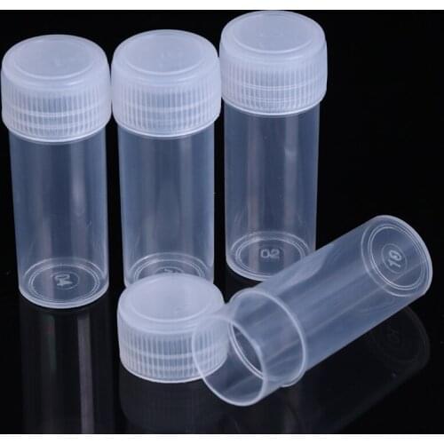 10Pcs 5ml Plastic Test Tubes Vials Sample Container Powder Craft Screw Cap Bottles for Office School Chemistry Supplies