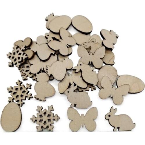 25PCS Christmas Wooden Pendants Ornaments DIY Wood Crafts Xmas Tree Ornaments Snowflake Christmas Party Decorations for Home