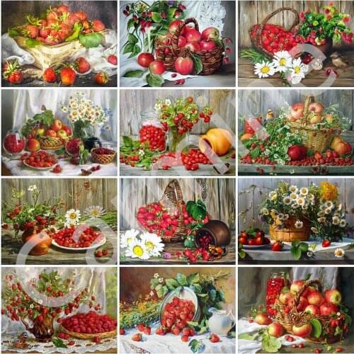 DIY 5D Diamond Painting Fruit And Flower Cross Stitch Kit Embroidery Rhinestones Picture Full Round&Square Drill Home Decoration