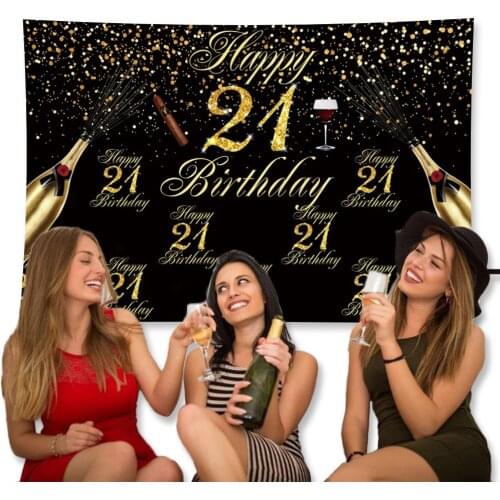 Amawill 21st Birthday Black Rose Gold Foil Balloons Number 21 Background Cloth Disposable Tableware Adult 20 Years Party Decor