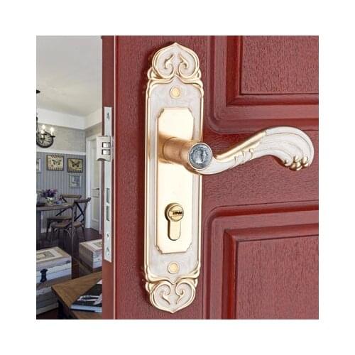 White Amber Mute Room Door Lock Interior Door Handles Lock Anti-theft Gate Lock Fashion European Furniture Lock Hardware