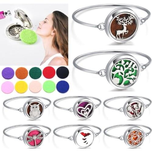 Perfume Bracelet Essential Oil Diffuser Aromatherapy Locket Bracelet Tree of Life 316L Stainless Steel Diffuser Bracelet