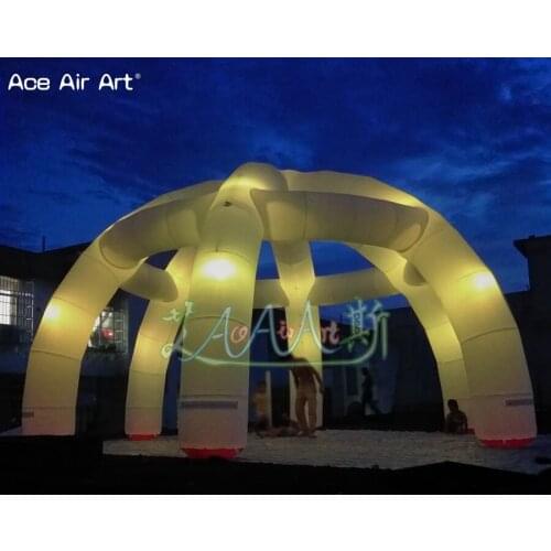 Cheap custom 10m diameter 6 legs beautiful lighting inflatable party spider dome tent with colorful LED lights for decoration