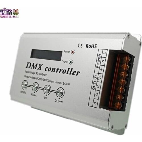 DMX300 AC110V 220V RGB Led DMX LED Decoder Console Controller Dimmer for 110V/220V RGB Led Neon Strip Light Tape 1320W 3CH x 2A