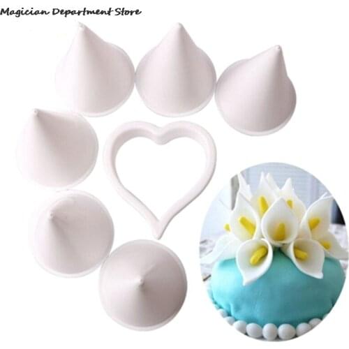 7PCS Fondant Cake Tool Calla Lily Cutting Mold Fondant Flower Die Cutting Mold Cake Decoration Kitchen Accessories Mold Wedding