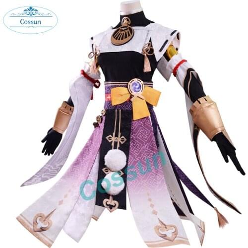 Game Genshin Impact Kujou Sara Cosplay Costume Uniform Lovely Kimono Halloween Costumes for Women Carnival Fancy Party Dress