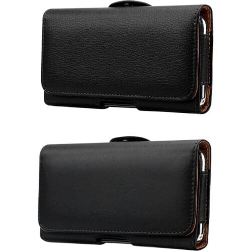 PU Leather Horizontal Waist Belt Clip Pouch Phone Bag for Men LX9F