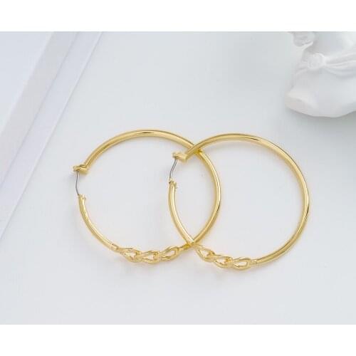 Jaeeyin 2021 Trendy Big Hoop Chunky Wire Twist Link Gold Color Earrings Punk Statement Jewelry Gifts Women